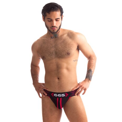 665 - Rally Jockstrap - Zwart/Rood - Maat L