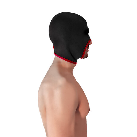 Brutus - Neoprene Blind Face Fucker Hood  - Zonder Oogopeningen - Zwart/Rood