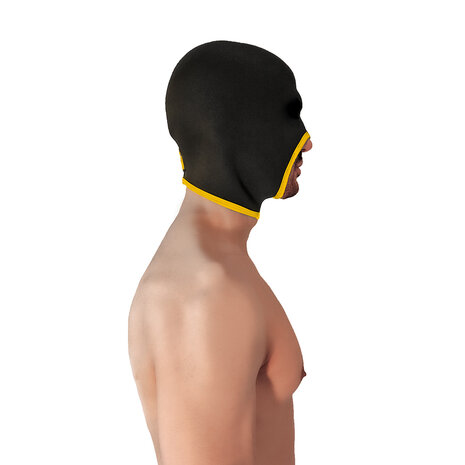 Brutus - Neoprene Blind Face Fucker Hood  - Zonder Oogopeningen - Zwart/Geel