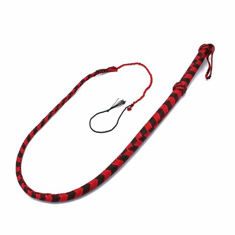 Kiotos - Nylon Bullwhip - Zwart/Rood -  120 cm