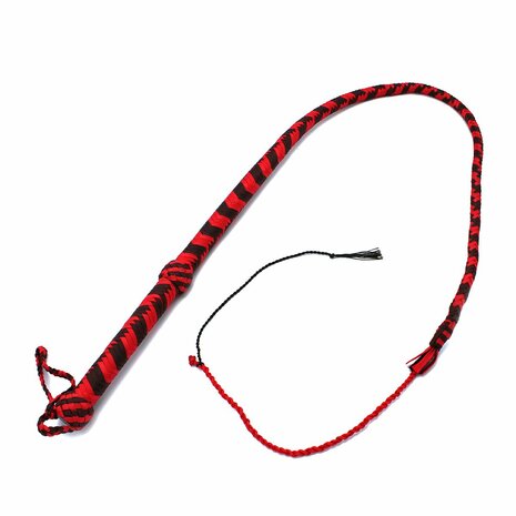 Kiotos - Nylon Bullwhip - Zwart/Rood -  120 cm