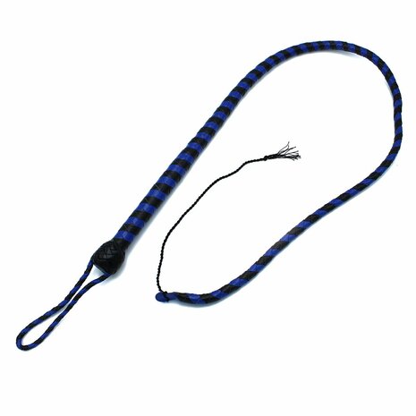 Kiotos - Lederen Single Tail Zweep - Zwart/Blauw  - 140 cm