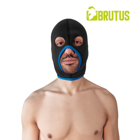 Brutus - Neoprene Face Fucker Hood - Met Oogopeningen - Zwart/Blauw