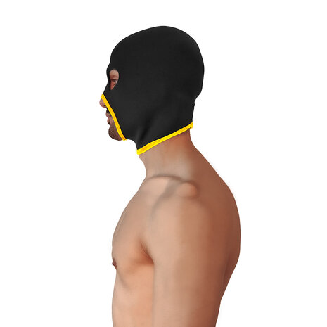 Brutus - Neoprene Face Fucker Hood - Met Oogopeningen - Zwart/Geel