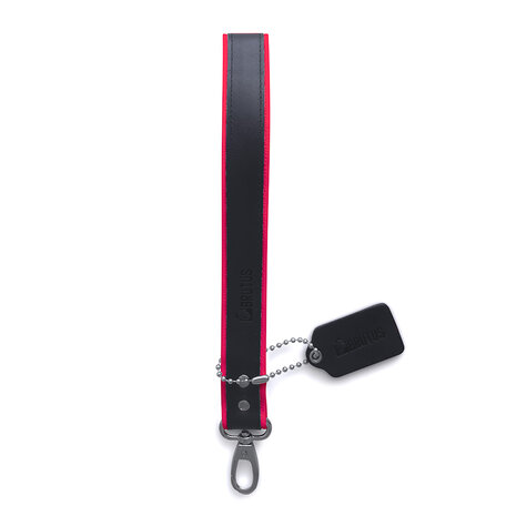 Brutus - Korte Lederen Bondage Leash - Zwart/Rood