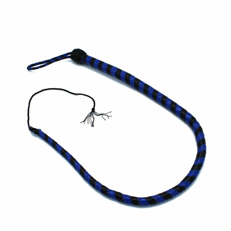 Kiotos - Lederen Single Tail Zweep - Blauw/Zwart - 90 cm