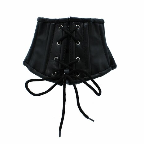 Kiotos - Zwart Lederen Lace-Up Corset Collar