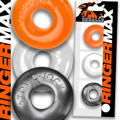 Oxballs - Ringer MAX - Cockring - 3 stuks - Transparant/Metallic/Oranje