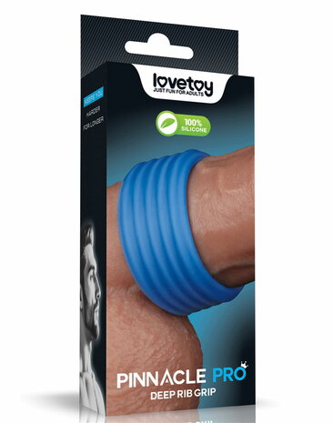 LoveToy - Pinnacle Pro - Deep Rib Grip Cockring - Blauw