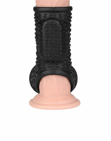 LoveToy - Drip Knights Ring - Vibrerende Penis en Scrotum Sleeve - Ø 2,8 cm - Zwart