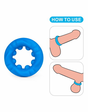 LoveToy - Pinnacle Pro - Ridge Bump Ball Stretcher Cockring - Blauw