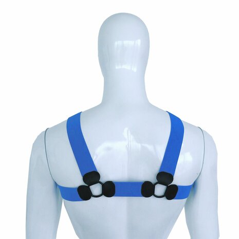 Kiotos - Elastisch Borstharnas - Tuigje - Riemenbody - Blauw - Maat L/XL