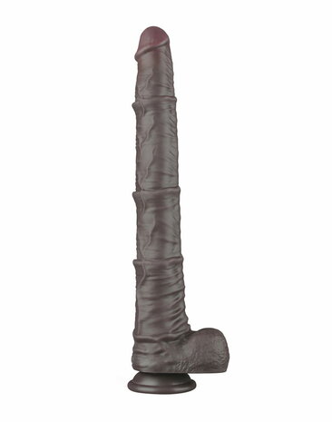 LoveToy - Nature Cock - Dubbellaags Buigbare Dildo met Aders - 40 cm - Bruin