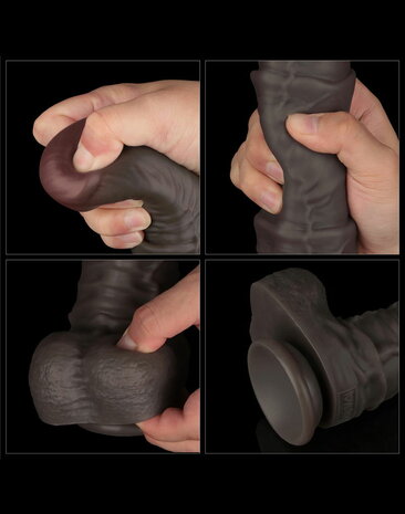 LoveToy - Nature Cock - Dubbellaags Buigbare Dildo met Aders - 40 cm - Bruin