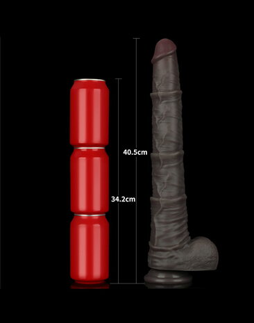 LoveToy - Nature Cock - Dubbellaags Buigbare Dildo met Aders - 40 cm - Bruin