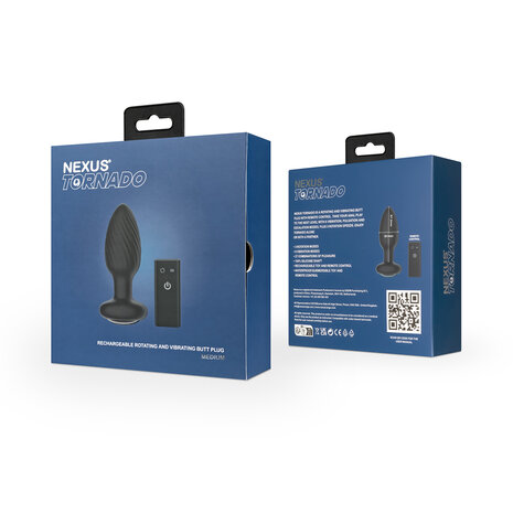 Nexus - Tornado - Vibrerende Buttplug - Zwart - Maat M