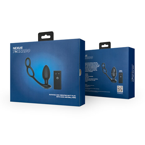 Nexus - Tornado - Vibrerende Buttplug met Cockring en Scrotumring