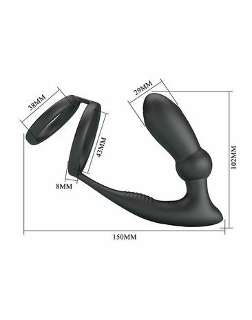 Pretty Love - Emoni - Cockring met Buttplug - Zwart