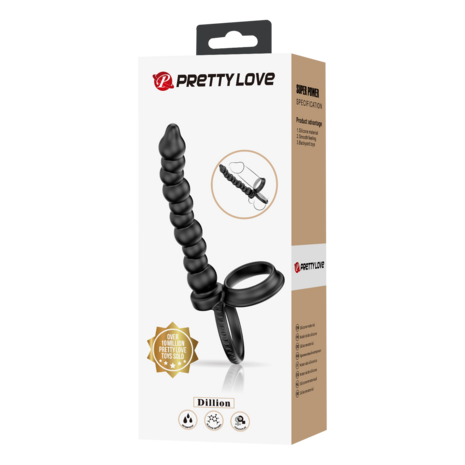 Pretty Love - Dillion - Cockring Anaal Kralen - Zwart