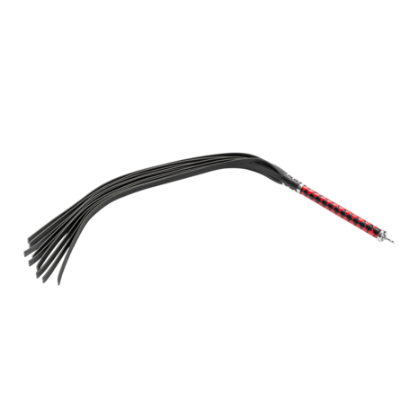 RISE - Lange Flogger met Harde Lederen Strengen - Zwart/Rood