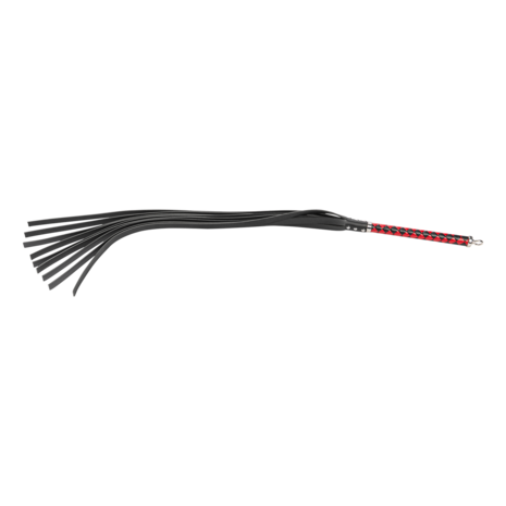 RISE - Lange Flogger met Harde Lederen Strengen - Zwart/Rood