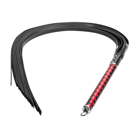 RISE - Lange Flogger met Zachte Strengen - Zwart/Rood