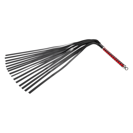 RISE - Lange Flogger met Zachte Strengen - Zwart/Rood