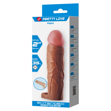 Pretty Love - Hani - Verlengende Penis Sleeve met Cockring - 50mm - Bruin