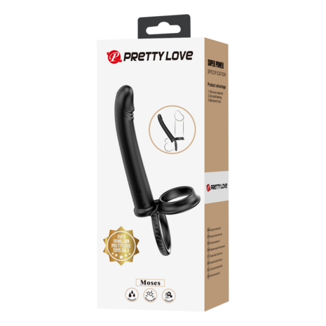 Pretty Love - Moses - Cock en Ball Ring Dildo - Zwart