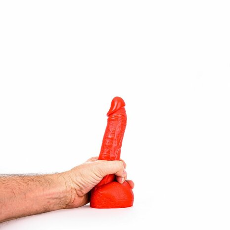 All Red - Dildo Met Scrotum - 22 x 4,5 cm - Rood