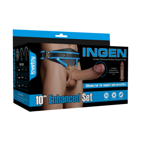 LoveToy - Ingen - Holle Strap-on met Siliconen Staaf – 25 cm - Lichte Huidskleur - Maat XS/S/M