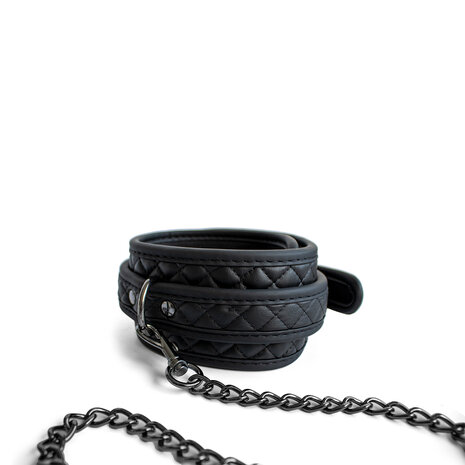 SODORRA Vegan + Neo Collar met Leash - Kunstleer - Zwart