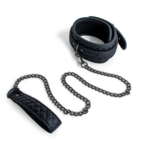 SODORRA Vegan + Neo Collar met Leash - Kunstleer - Zwart