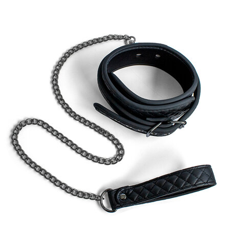 SODORRA Vegan + Neo Collar met Leash - Kunstleer - Zwart