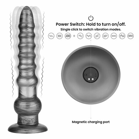 Lovetoy - Vibrax Slider - Lange Vibrerende Anaal Dildo - 32 cm - Zilver