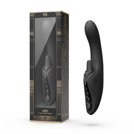 ZALO - Ares - Likkende G-Spot Rabbit Vibrator - Verwarmend - App Control - Obsidian Zwart