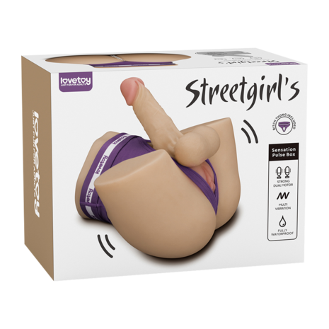 LoveToy - Streetgirl's Dual Motor Sensation Pulse Masturbator met Dildo - Beige
