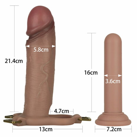 LoveToy - Ingen - Holle Strap-on met Siliconen Staaf - 23 cm - Lichte Huidskleur - Maat L/XL/2XL