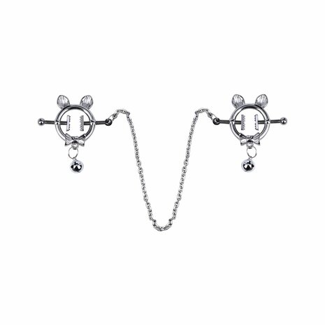 Kiotos - Kittenoortjes met Strik en Belletje - Tepelklemmen met ketting