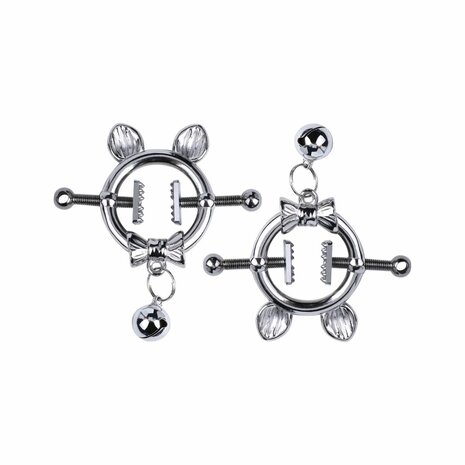 Kiotos - Kittenoortjes met Strik en Belletje - Tepelklemmen met ketting
