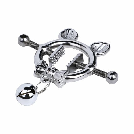 Kiotos - Kittenoortjes met Strik en Belletje - Tepelklemmen met ketting