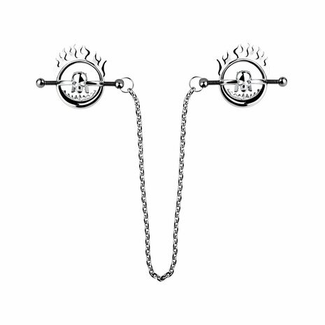 Kiotos - Flaming Skull - Tepelklemmen met ketting