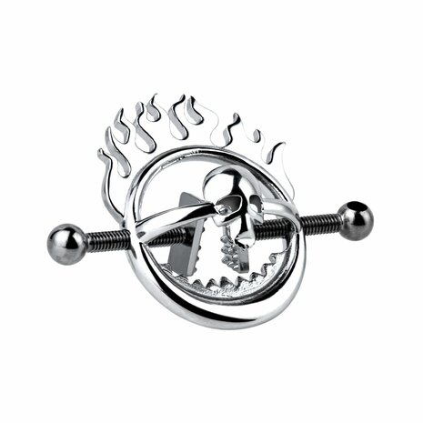 Kiotos - Flaming Skull - Tepelklemmen met ketting