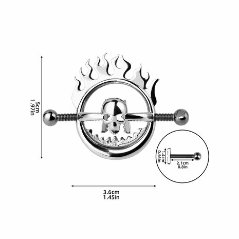 Kiotos - Flaming Skull - Tepelklemmen met ketting