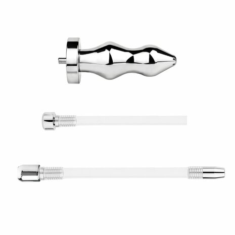 Kiotos - Holle Penisplug - Holle Dilator - Met Holle Geribbelde Buttplug - Ass Lock - RVS