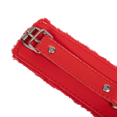 TieMeUp - Boeien imitatieleder - Zachte bontvoering - Rood