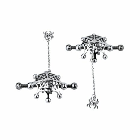Kiotos - Spiderweb met hangende Spin - Tepelklemmen met ketting