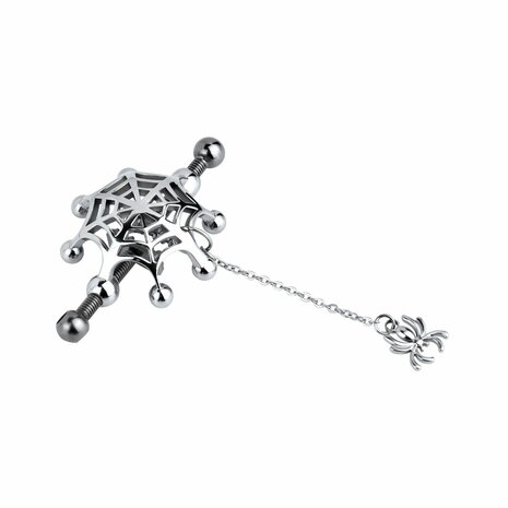 Kiotos - Spiderweb met hangende Spin - Tepelklemmen met ketting