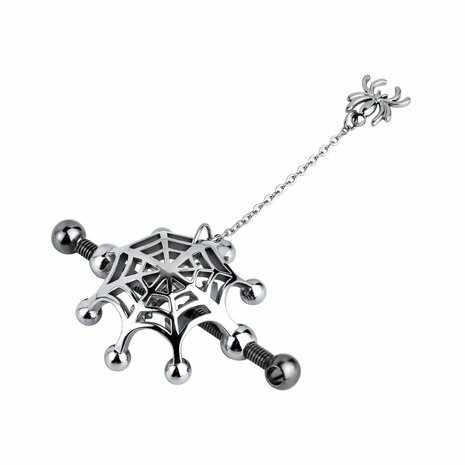 Kiotos - Spiderweb met hangende Spin - Tepelklemmen met ketting