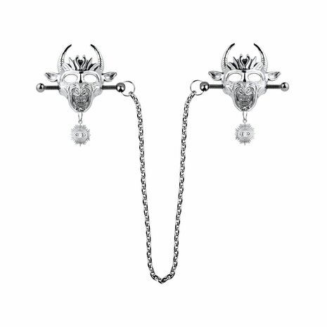 Kiotos - Demonic Mask  met hanger - Tepelklemmen met ketting